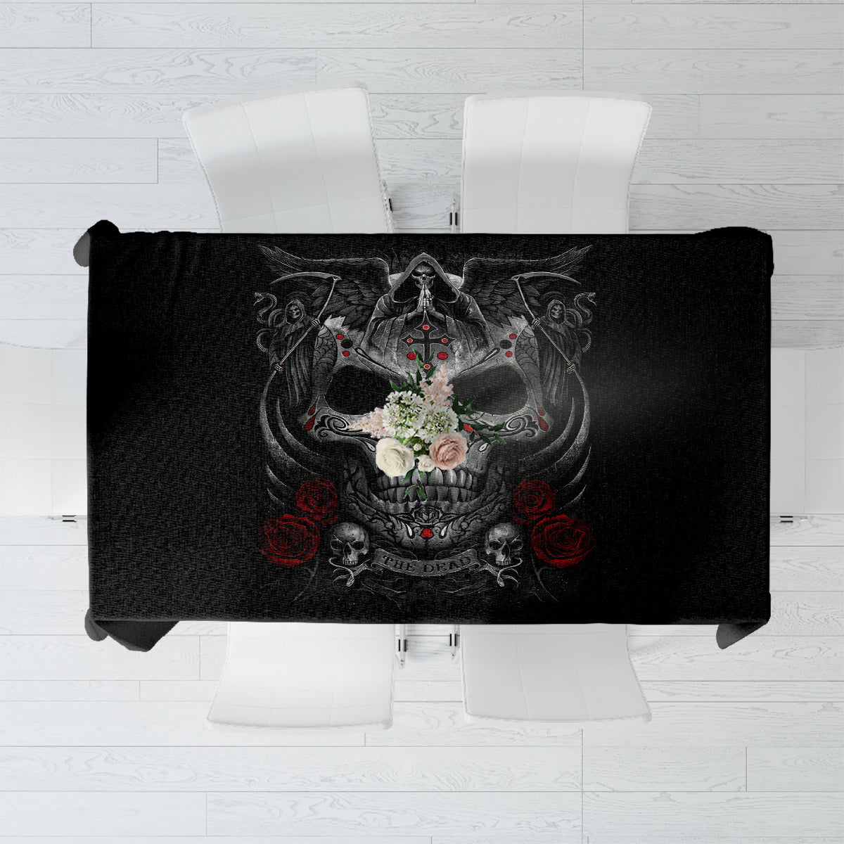 Skull Tablecloth Cross Snake Bloody Skull - Wonder Print Shop