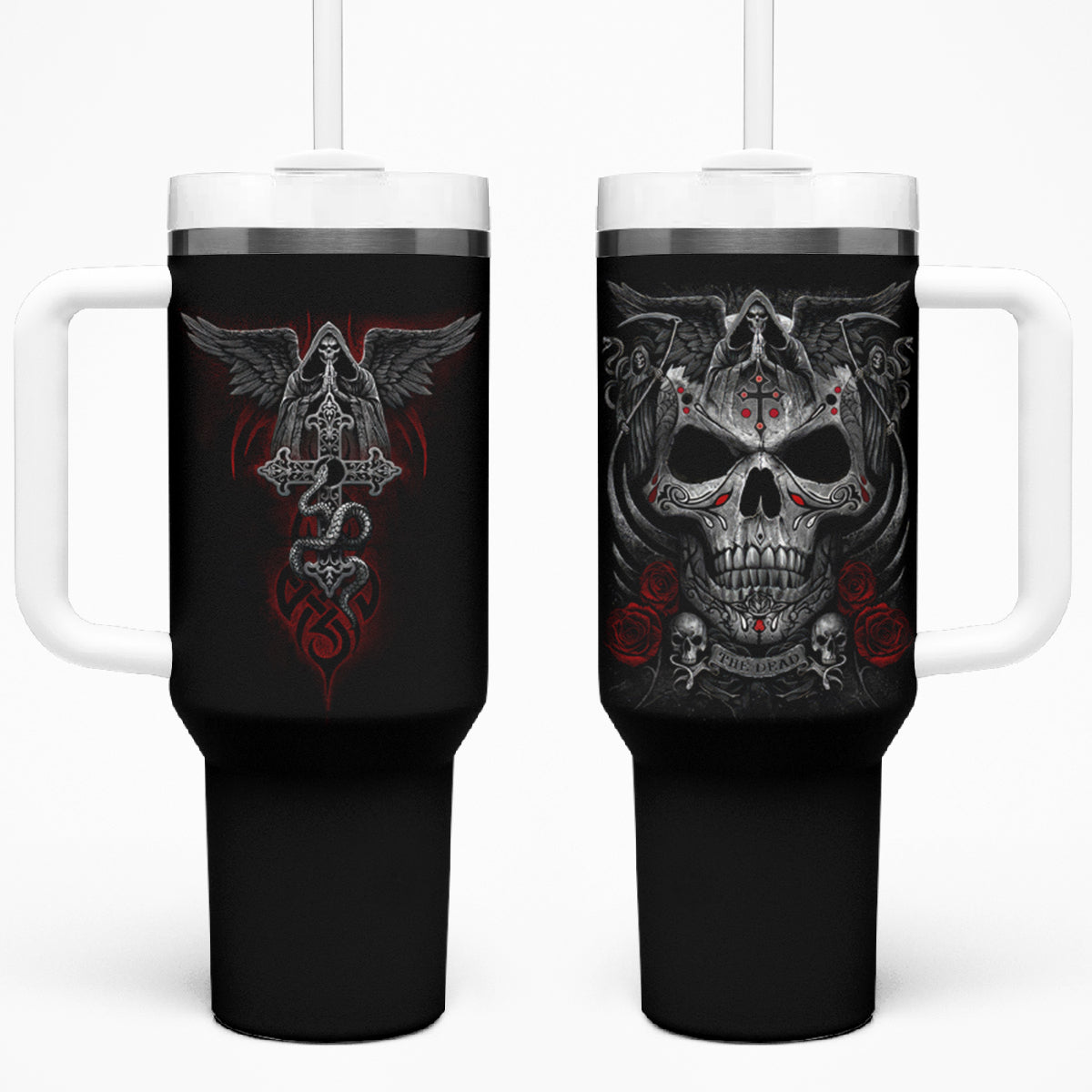 Skull Tumbler With Handle Cross Snake Bloody Skull - Wonder Print Shop