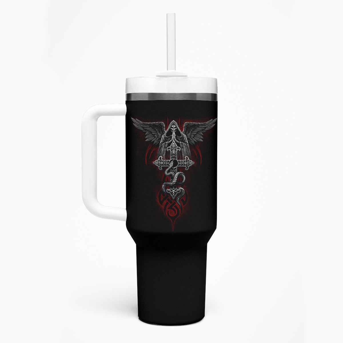 Skull Tumbler With Handle Cross Snake Bloody Skull - Wonder Print Shop