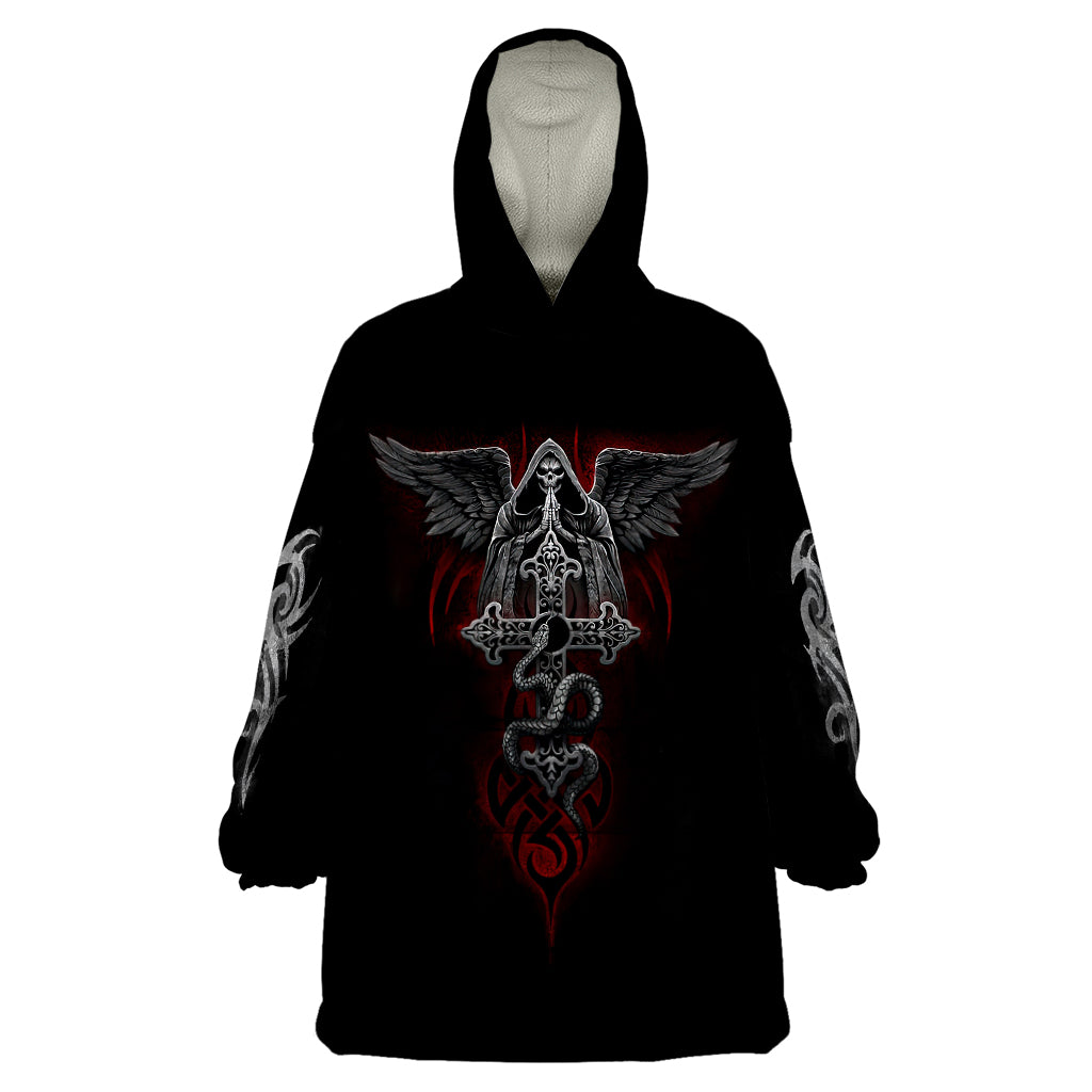 Skull Wearable Blanket Hoodie Cross Snake Bloody Skull - Wonder Print Shop