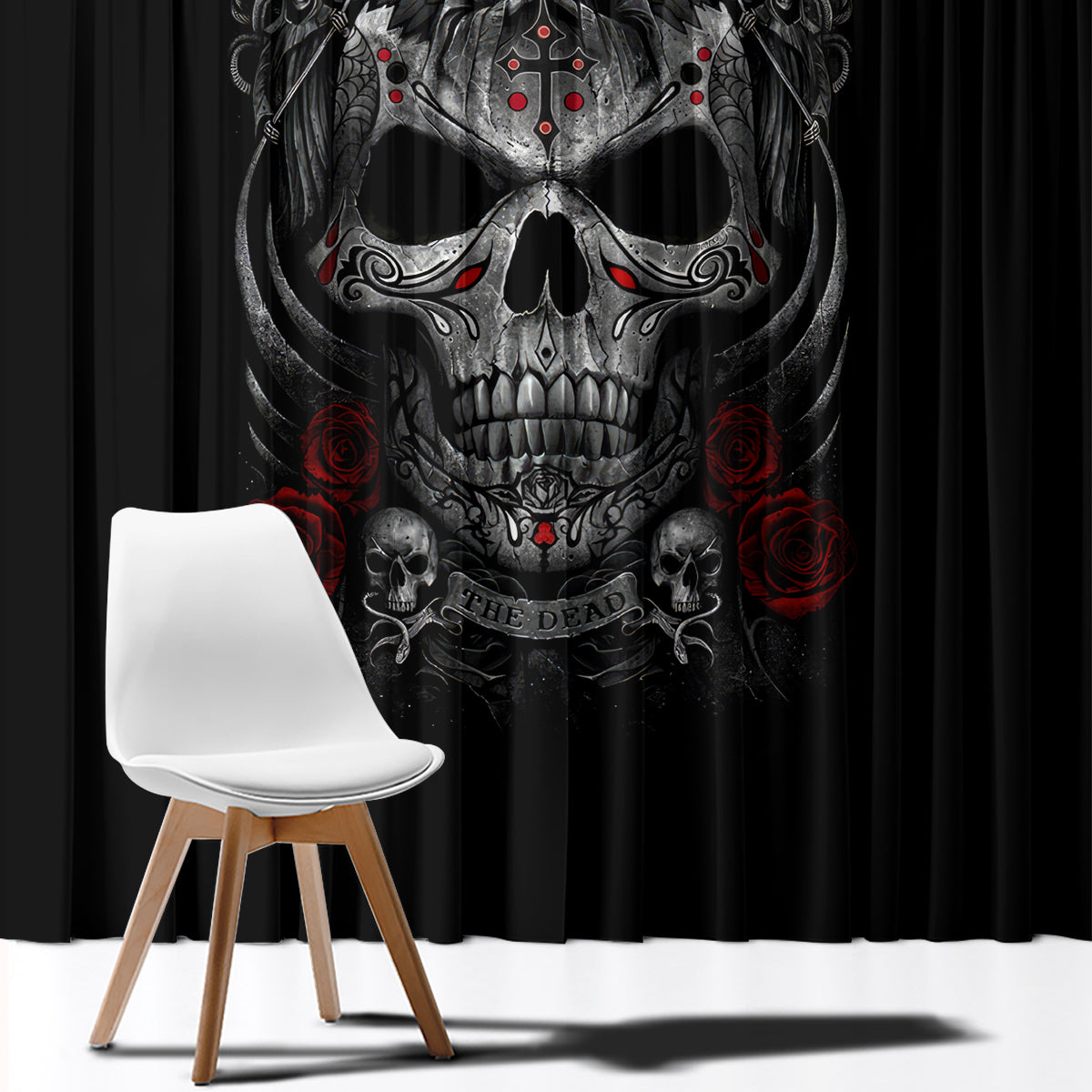 Skull Window Curtain Cross Snake Bloody Skull - Wonder Print Shop
