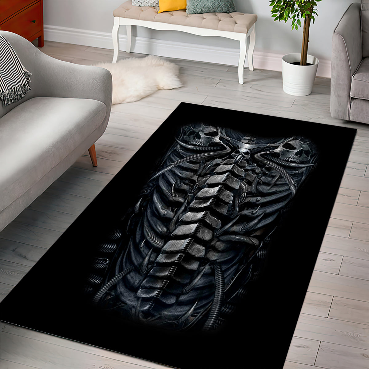 Skull Area Rug Skeleton Inside - Wonder Print Shop