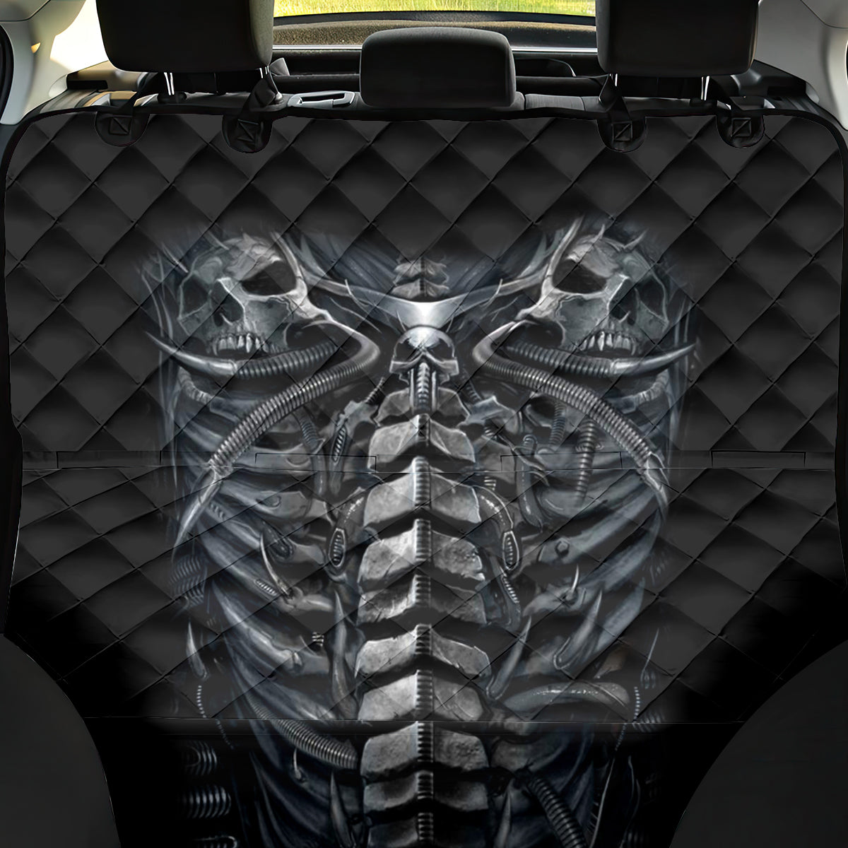 Skull Back Car Seat Cover Skeleton Inside - Wonder Print Shop