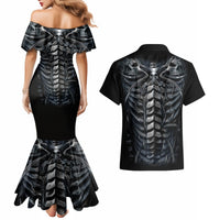 Skull Couples Matching Mermaid Dress And Hawaiian Shirt Skeleton Inside - Wonder Print Shop