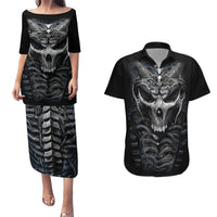 Skull Couples Matching Puletasi Dress and Hawaiian Shirt Skeleton Inside - Wonder Print Shop