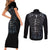 Skull Couples Matching Short Sleeve Bodycon Dress and Long Sleeve Button Shirts Skeleton Inside - Wonder Print Shop