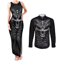 Skull Couples Matching Tank Maxi Dress and Long Sleeve Button Shirts Skeleton Inside - Wonder Print Shop