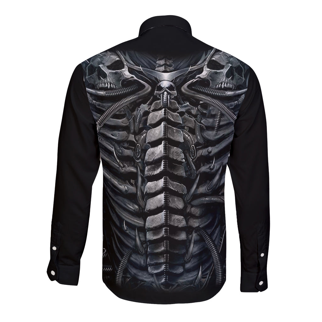 Skull Long Sleeve Button Shirt Skeleton Inside - Wonder Print Shop
