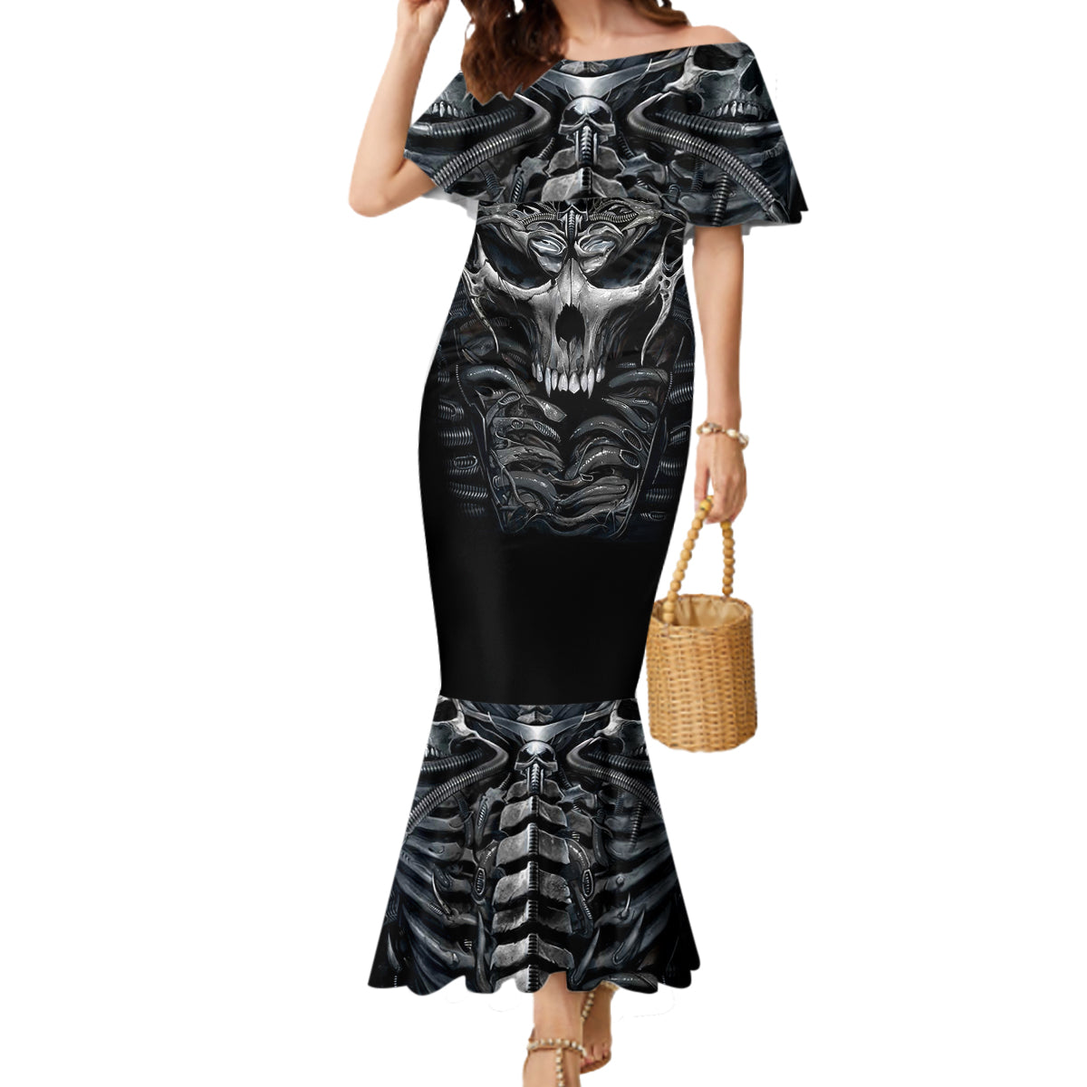 Skull Mermaid Dress Skeleton Inside - Wonder Print Shop