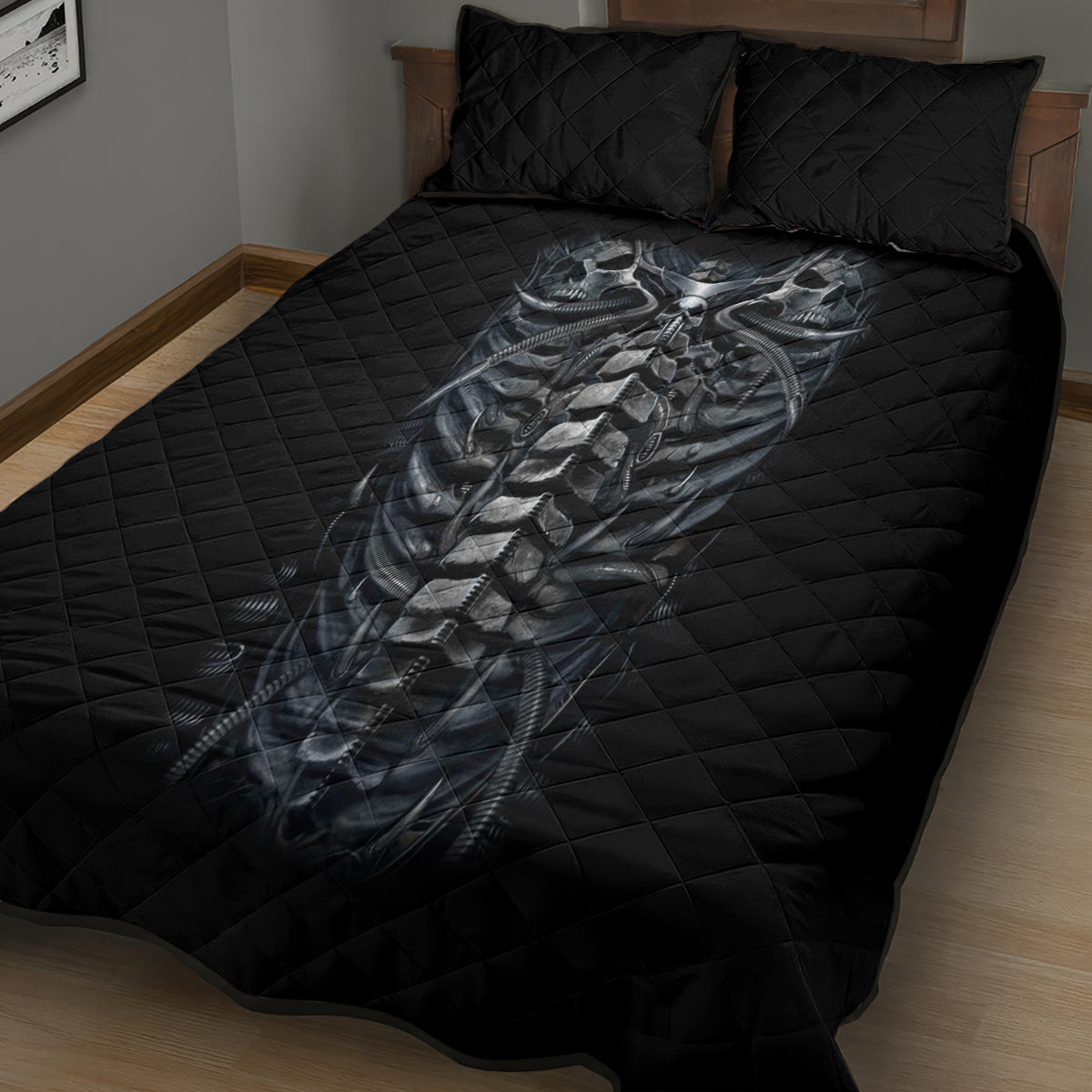 Skull Quilt Bed Set Skeleton Inside - Wonder Print Shop