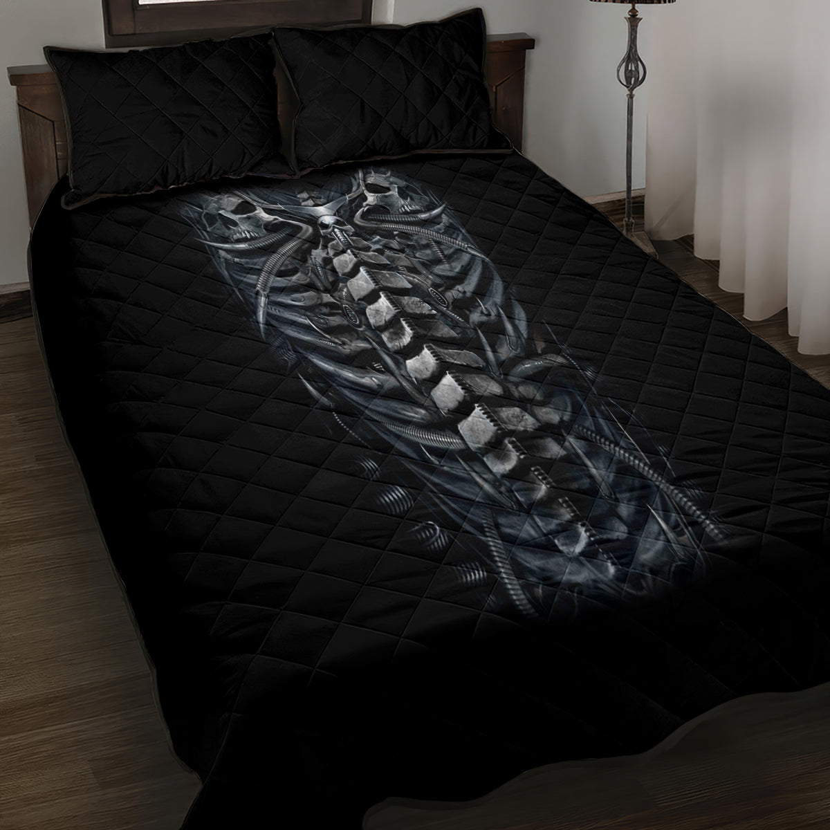 Skull Quilt Bed Set Skeleton Inside - Wonder Print Shop