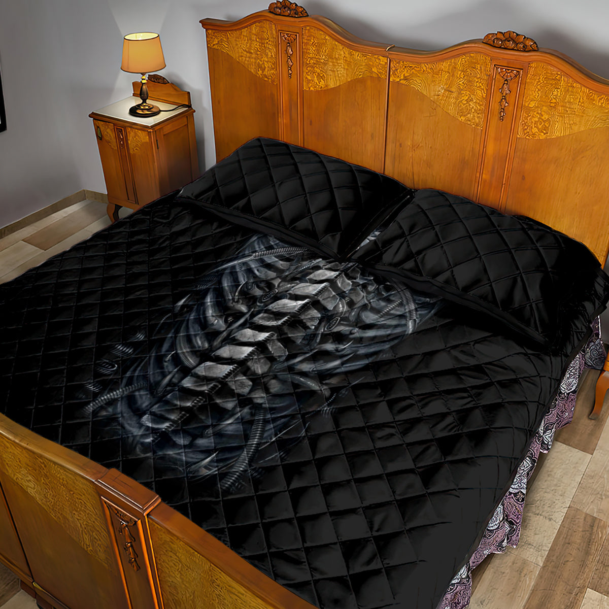 Skull Quilt Bed Set Skeleton Inside - Wonder Print Shop