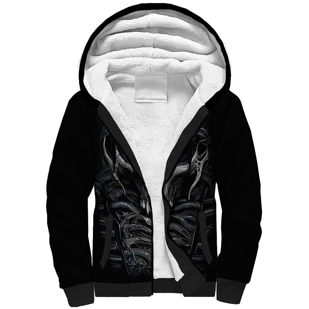 Skull Sherpa Hoodie Skeleton Inside - Wonder Print Shop