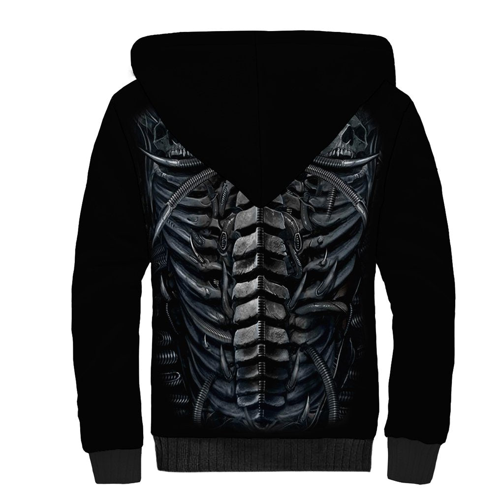 Skull Sherpa Hoodie Skeleton Inside - Wonder Print Shop