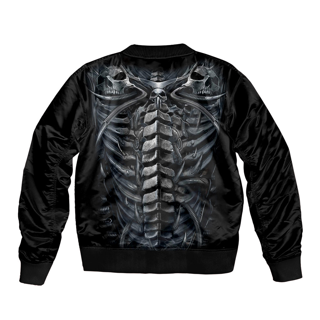 Skull Sleeve Zip Bomber Jacket Skeleton Inside - Wonder Print Shop