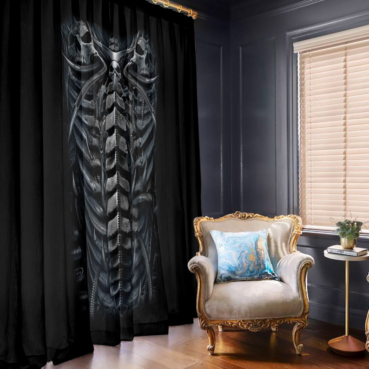 Skull Window Curtain Skeleton Inside - Wonder Print Shop