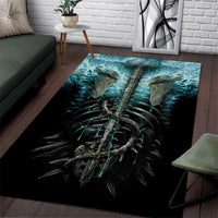 Flame Twin Skull Area Rug Skeleton Inside - Wonder Print Shop