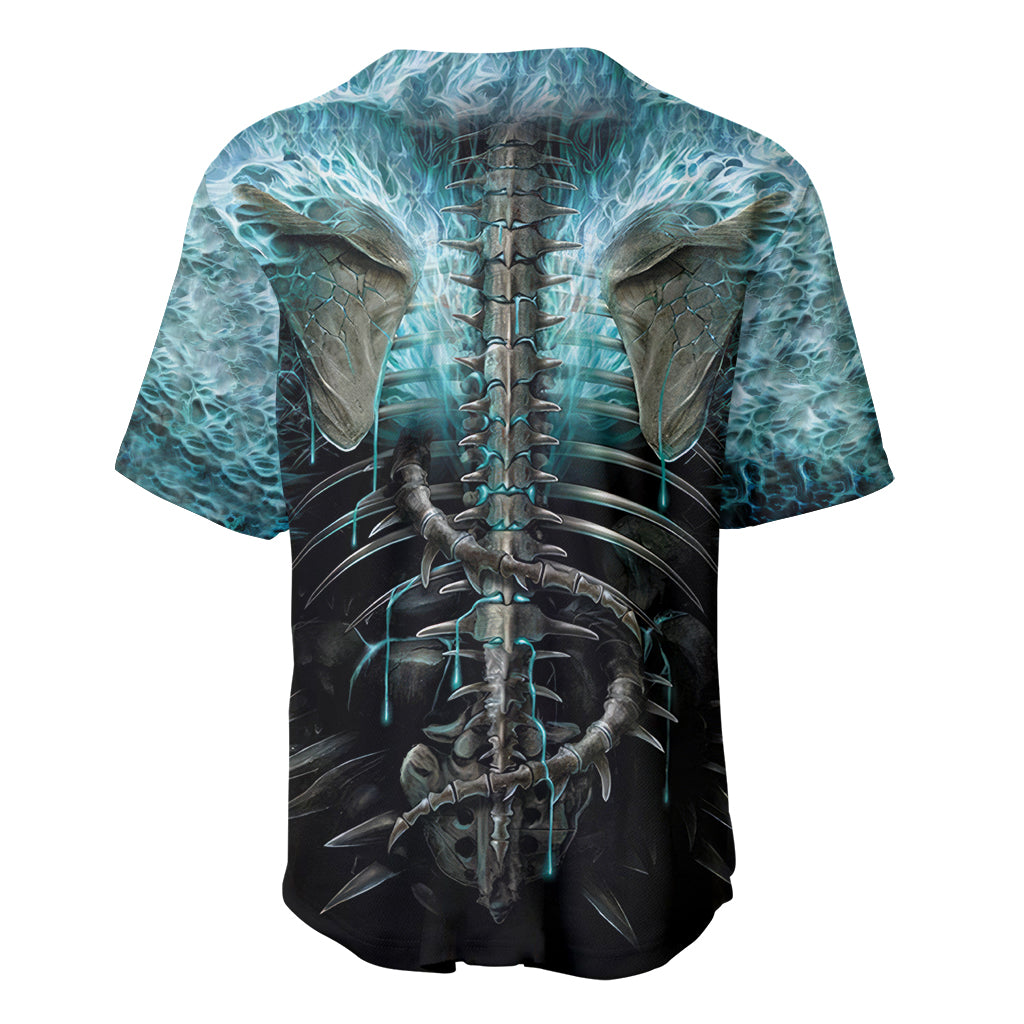 Flame Twin Skull Baseball Jersey Skeleton Inside - Wonder Print Shop