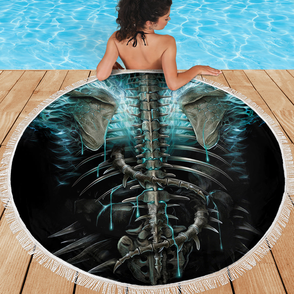 Flame Twin Skull Beach Blanket Skeleton Inside - Wonder Print Shop
