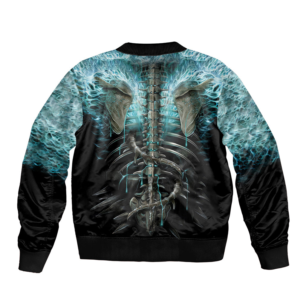 Flame Twin Skull Bomber Jacket Skeleton Inside - Wonder Print Shop