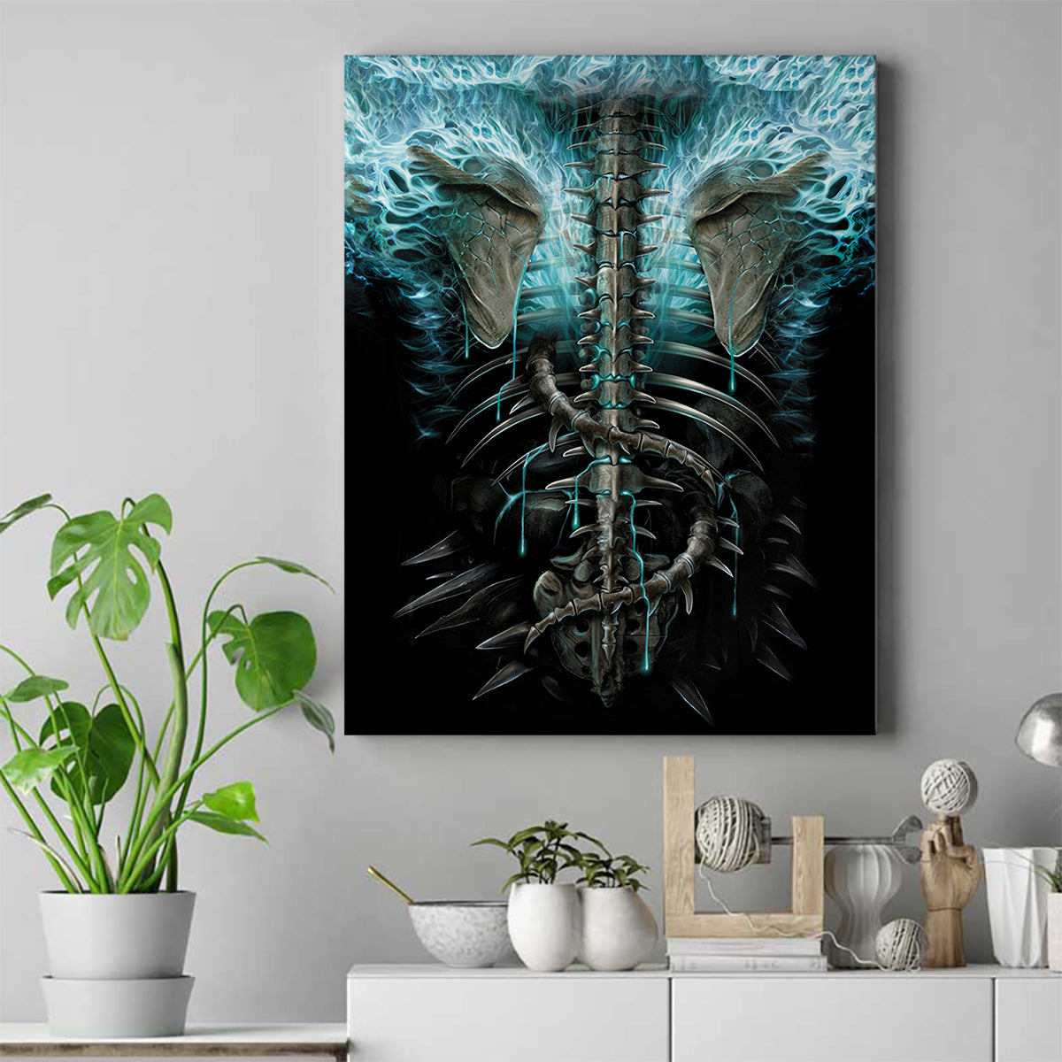 Flame Twin Skull Canvas Wall Art Skeleton Inside - Wonder Print Shop