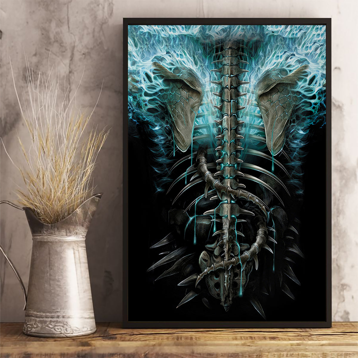 Flame Twin Skull Canvas Wall Art Skeleton Inside - Wonder Print Shop