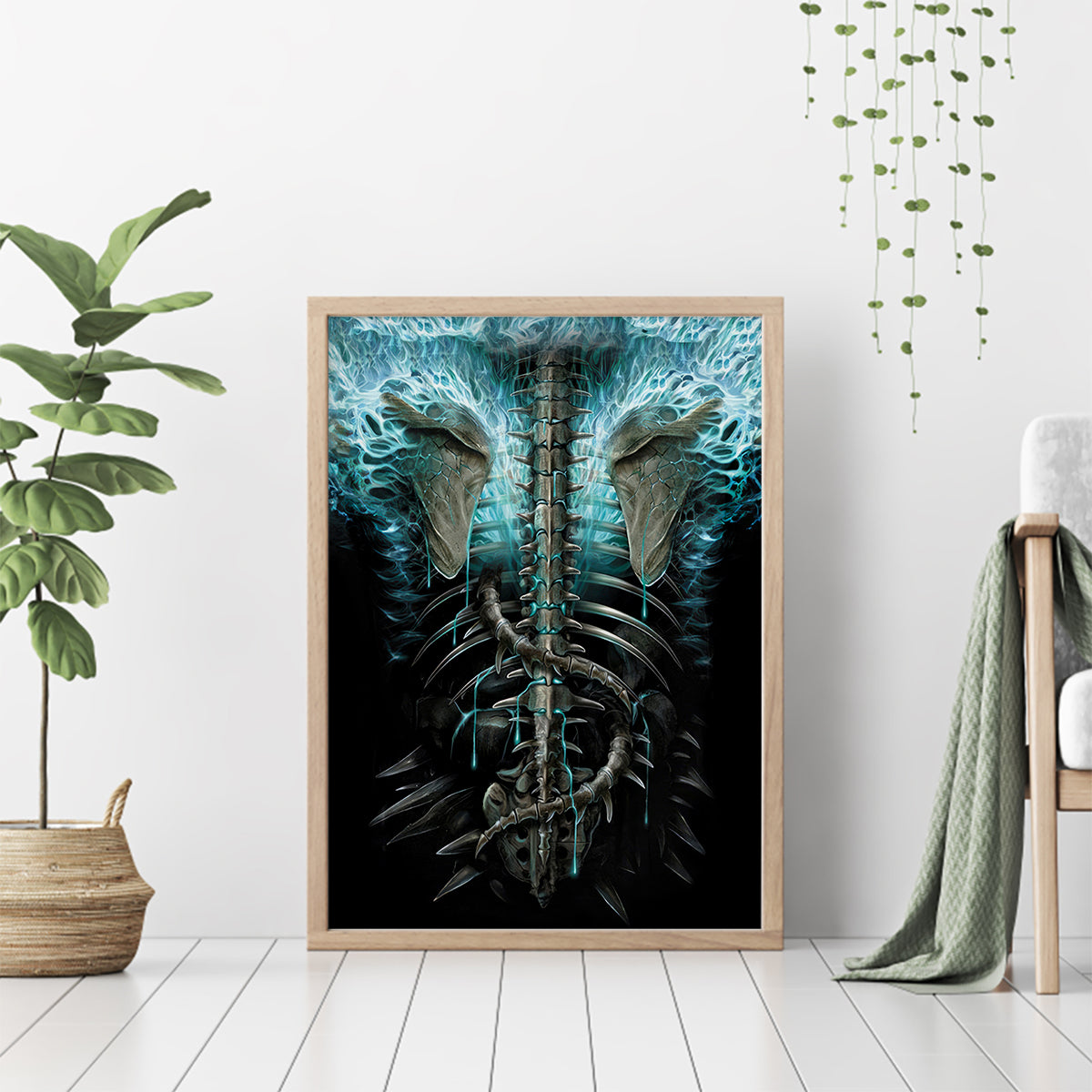 Flame Twin Skull Canvas Wall Art Skeleton Inside - Wonder Print Shop
