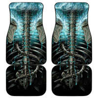 Flame Twin Skull Car Mats Skeleton Inside - Wonder Print Shop