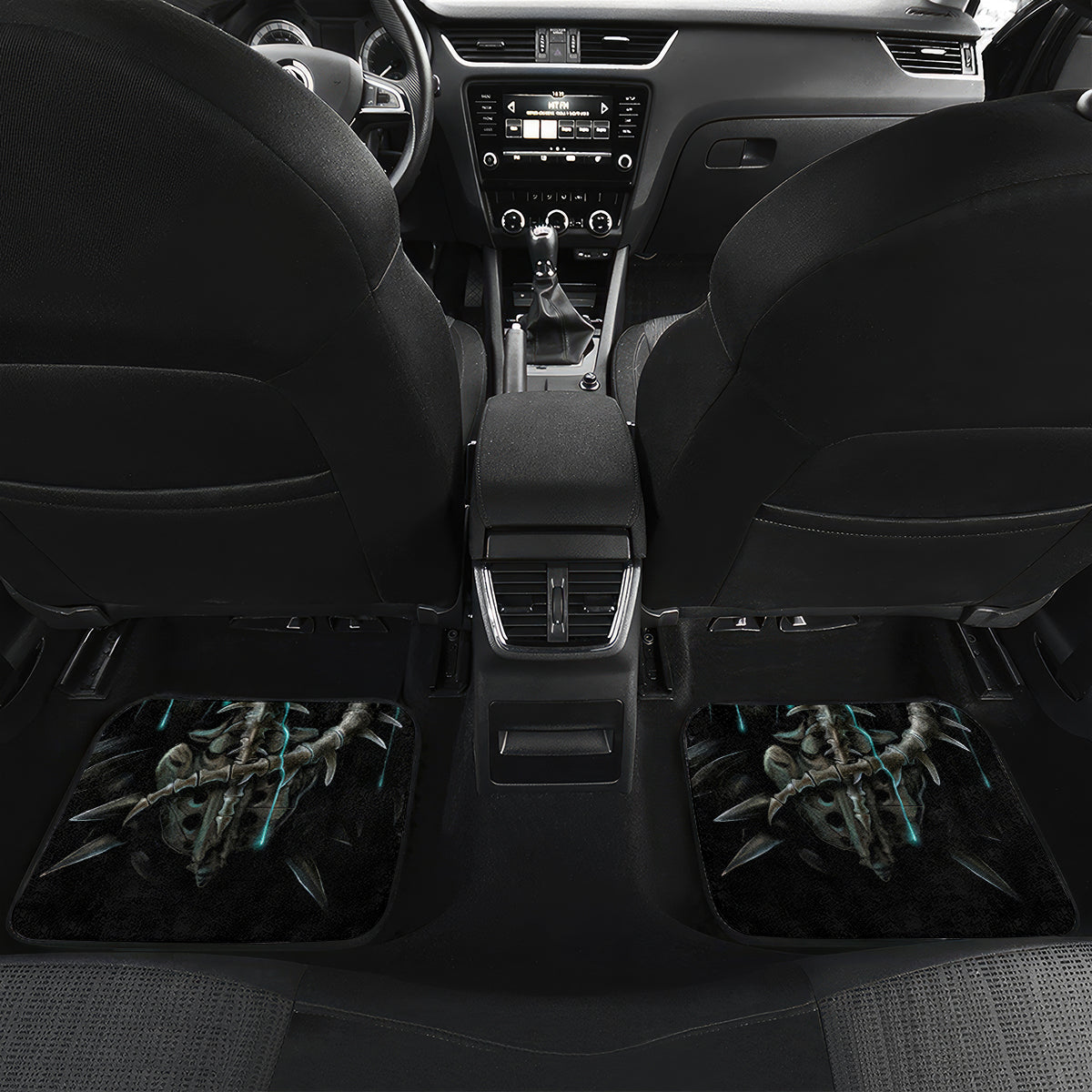 Flame Twin Skull Car Mats Skeleton Inside - Wonder Print Shop