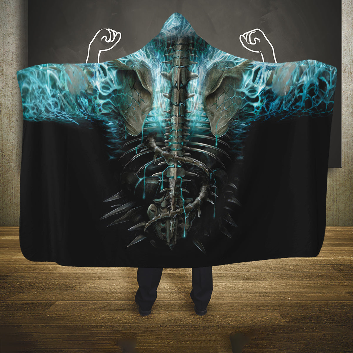 flame-twin-skull-hooded-blanket-skeleton-inside