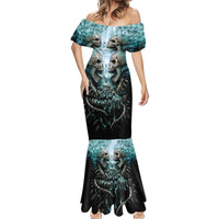 Flame Twin Skull Mermaid Dress Skeleton Inside - Wonder Print Shop