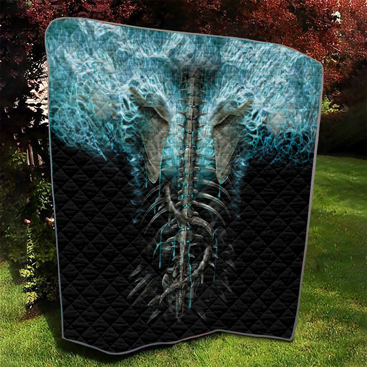 Flame Twin Skull Quilt Skeleton Inside - Wonder Print Shop