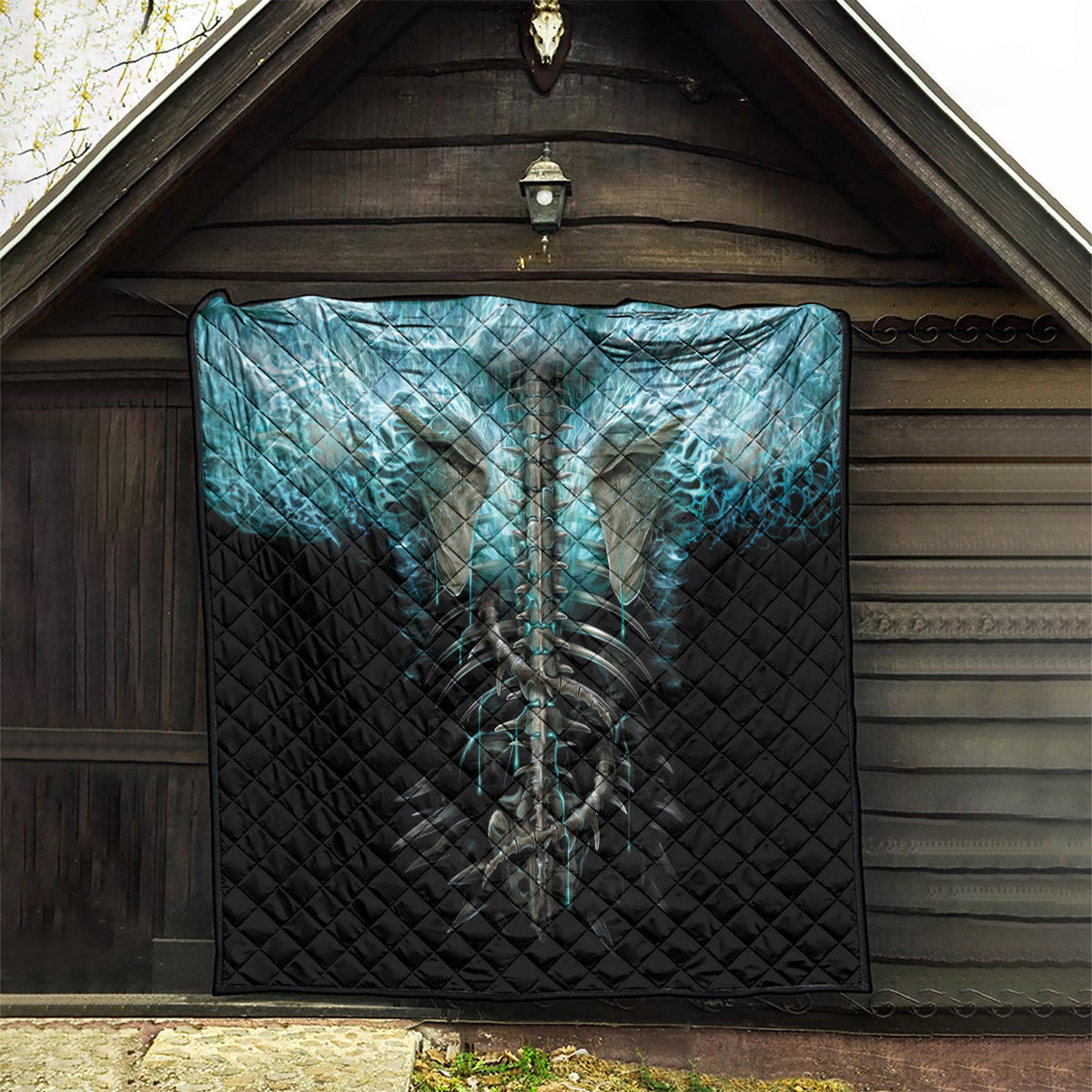 Flame Twin Skull Quilt Skeleton Inside - Wonder Print Shop