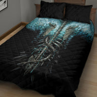 Flame Twin Skull Quilt Bed Set Skeleton Inside - Wonder Print Shop