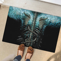 Flame Twin Skull Rubber Doormat Skeleton Inside - Wonder Print Shop