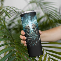 Flame Twin Skull Skinny Tumbler Skeleton Inside - Wonder Print Shop