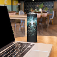 Flame Twin Skull Skinny Tumbler Skeleton Inside - Wonder Print Shop