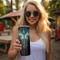 Flame Twin Skull Skinny Tumbler Skeleton Inside - Wonder Print Shop