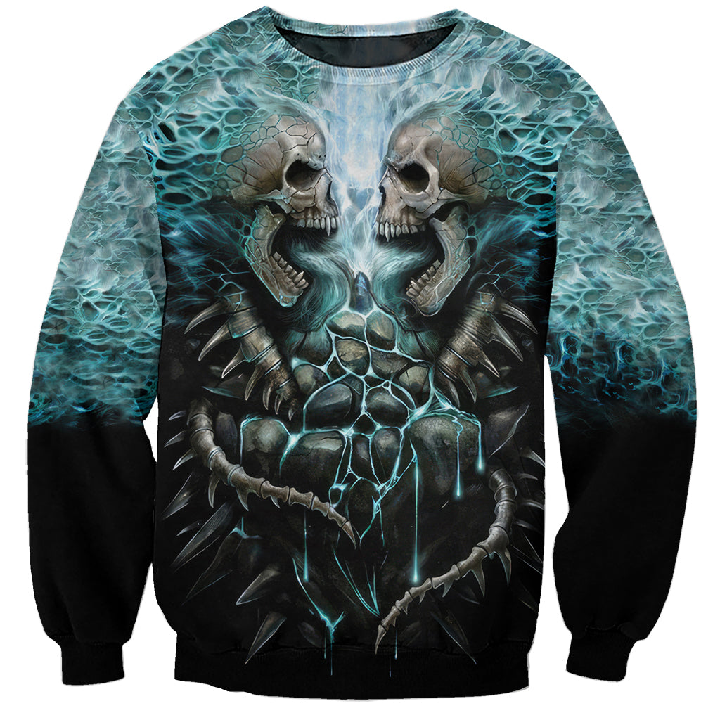 Flame Twin Skull Sweatshirt Skeleton Inside - Wonder Print Shop