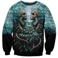 Flame Twin Skull Sweatshirt Skeleton Inside - Wonder Print Shop