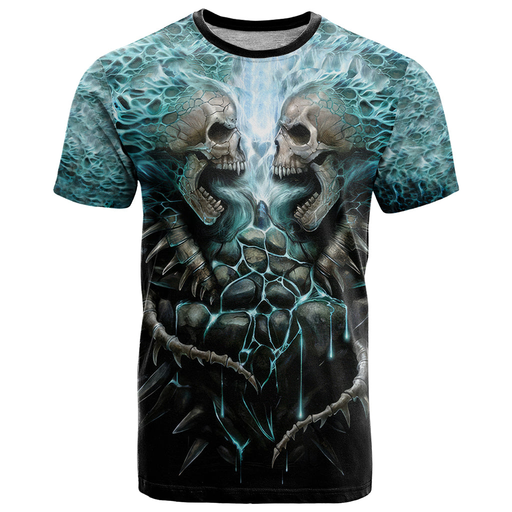 Flame Twin Skull T Shirt Skeleton Inside - Wonder Print Shop