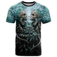 Flame Twin Skull T Shirt Skeleton Inside - Wonder Print Shop