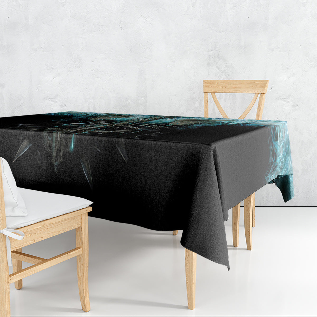 Flame Twin Skull Tablecloth Skeleton Inside - Wonder Print Shop