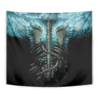 Flame Twin Skull Tapestry Skeleton Inside - Wonder Print Shop