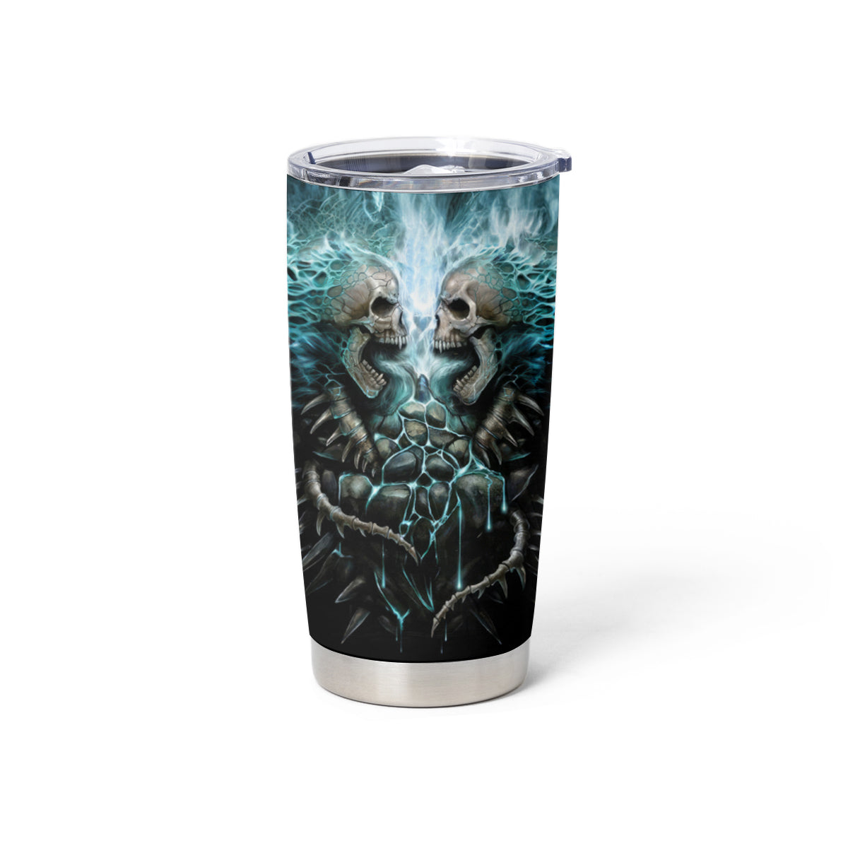 Flame Twin Skull Tumbler Cup Skeleton Inside - Wonder Print Shop