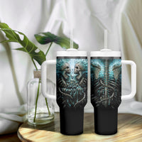 Flame Twin Skull Tumbler With Handle Skeleton Inside - Wonder Print Shop