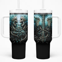 Flame Twin Skull Tumbler With Handle Skeleton Inside - Wonder Print Shop