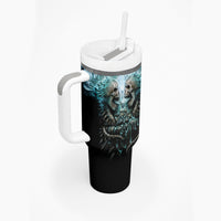 Flame Twin Skull Tumbler With Handle Skeleton Inside - Wonder Print Shop