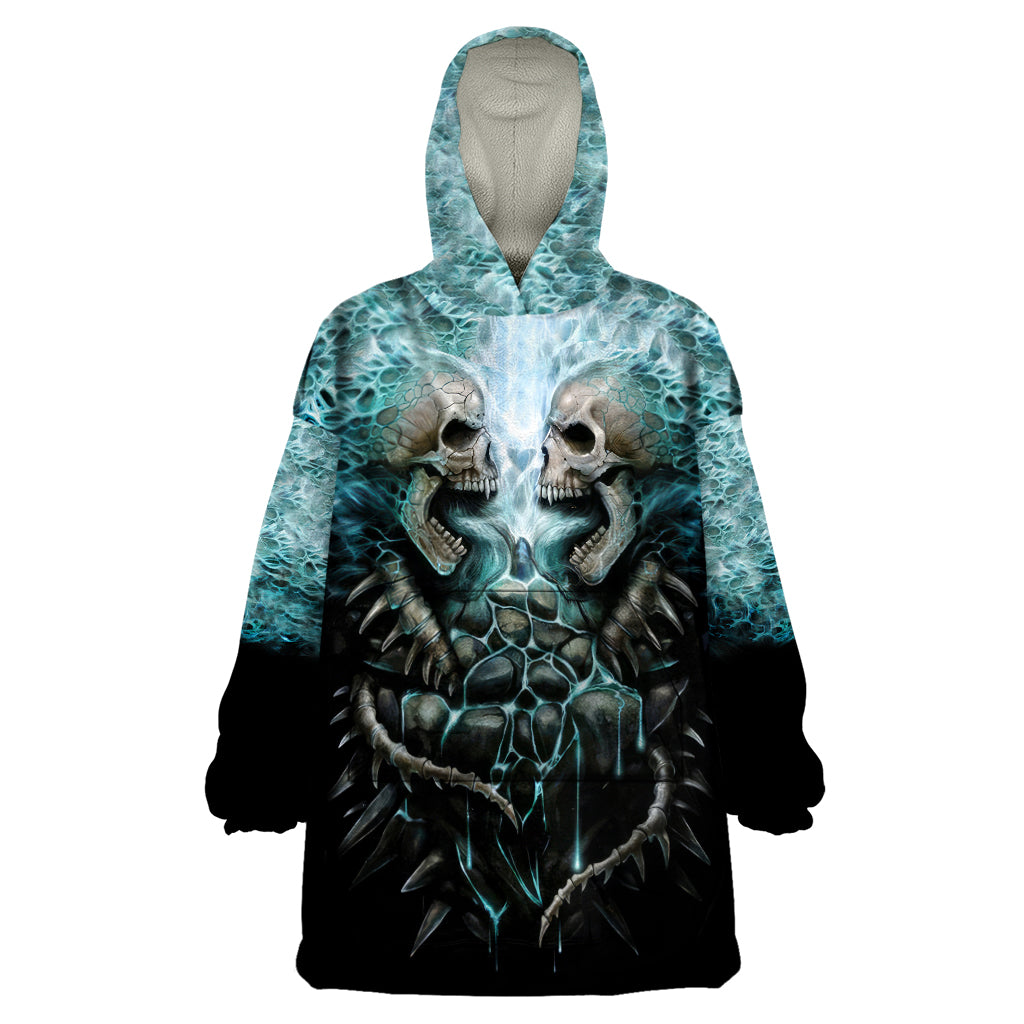 Flame Twin Skull Wearable Blanket Hoodie Skeleton Inside - Wonder Print Shop