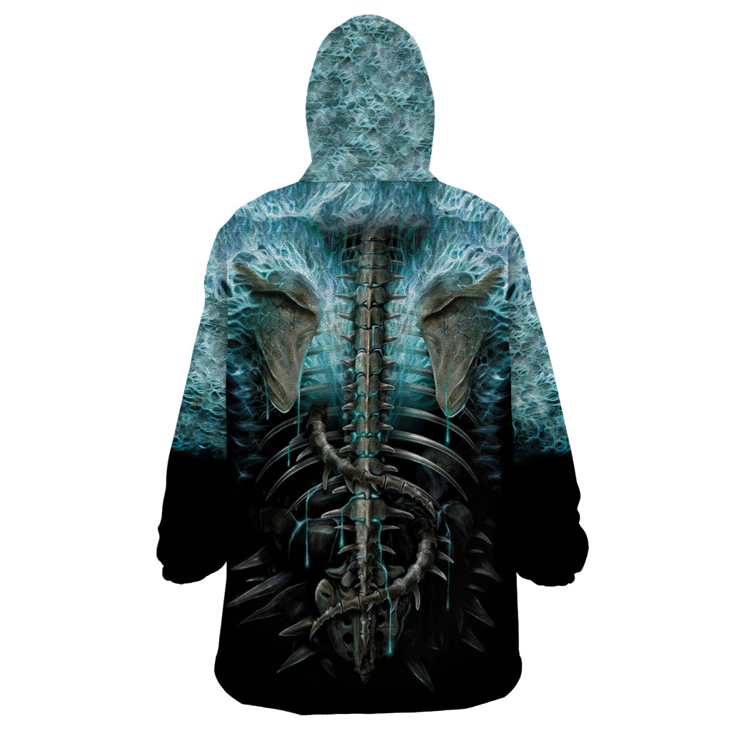 Flame Twin Skull Wearable Blanket Hoodie Skeleton Inside - Wonder Print Shop